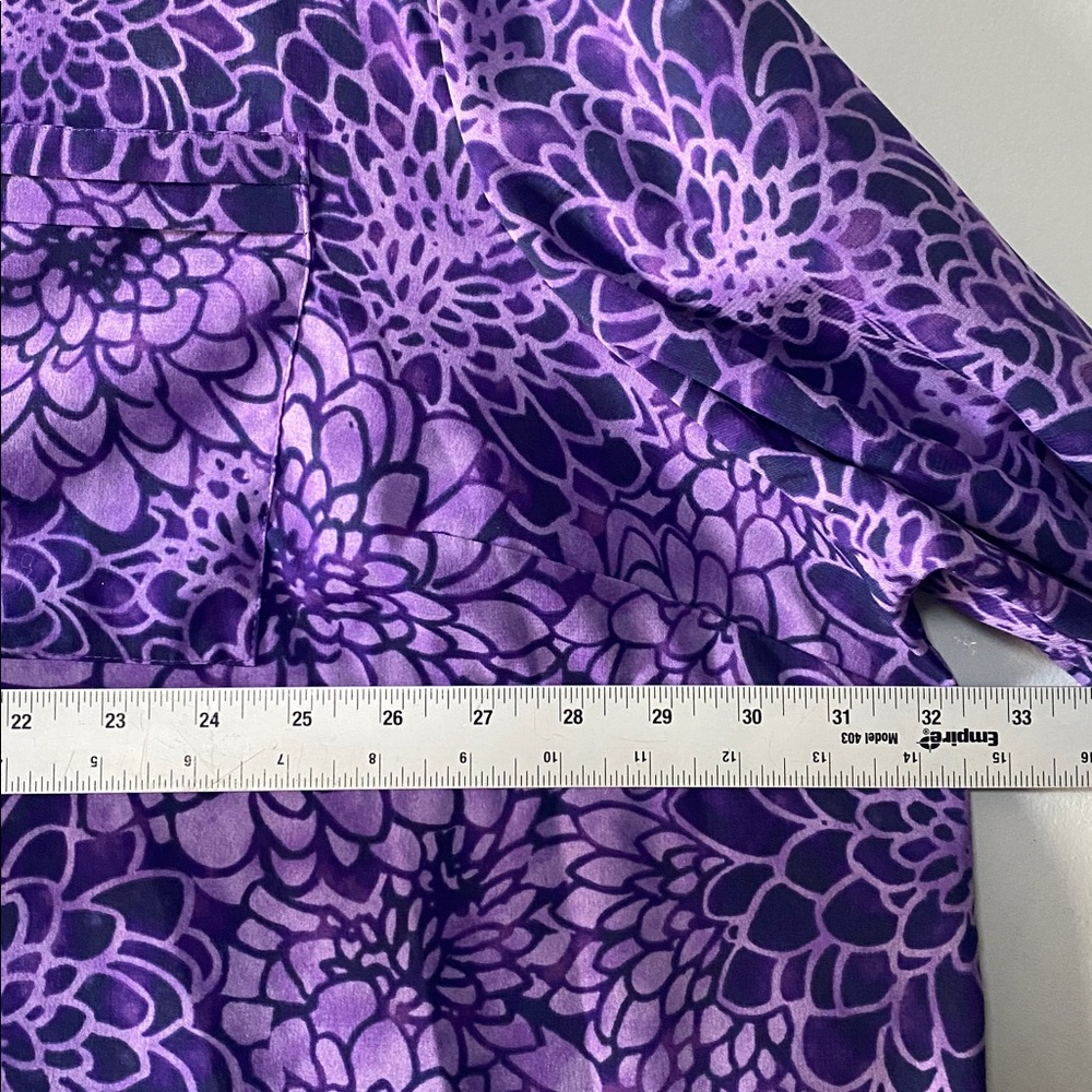 Catherines Blouse Women’s 4X 30/32W Purple Floral Button Up Collared Shirt - Picture 10 of 12